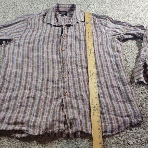 Cigar Couture Shirt Mens XL Linen Striped Long Sleeve Colorful Button Up Beachy - Picture 5 of 9